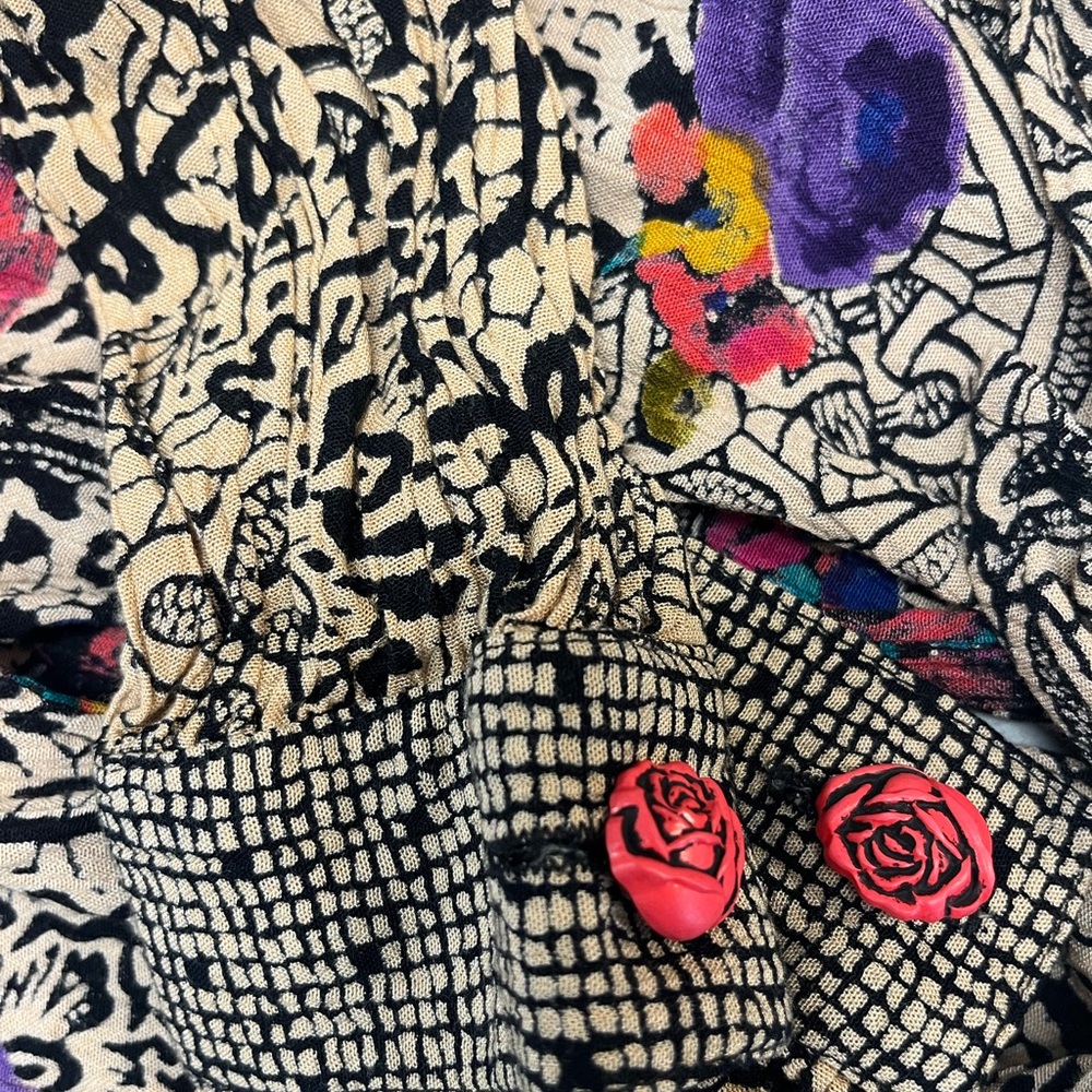 Vintage Carole Little Floral Tie Front Blouse XS/SM - Picture 3 of 6